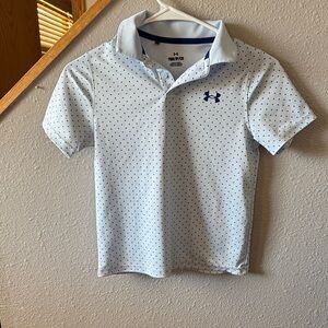 Under Armour Light Blue Polo with Navy Dot Pattern